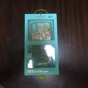 NWT Kate Spade Liquid Glitter champ. IPhone X case